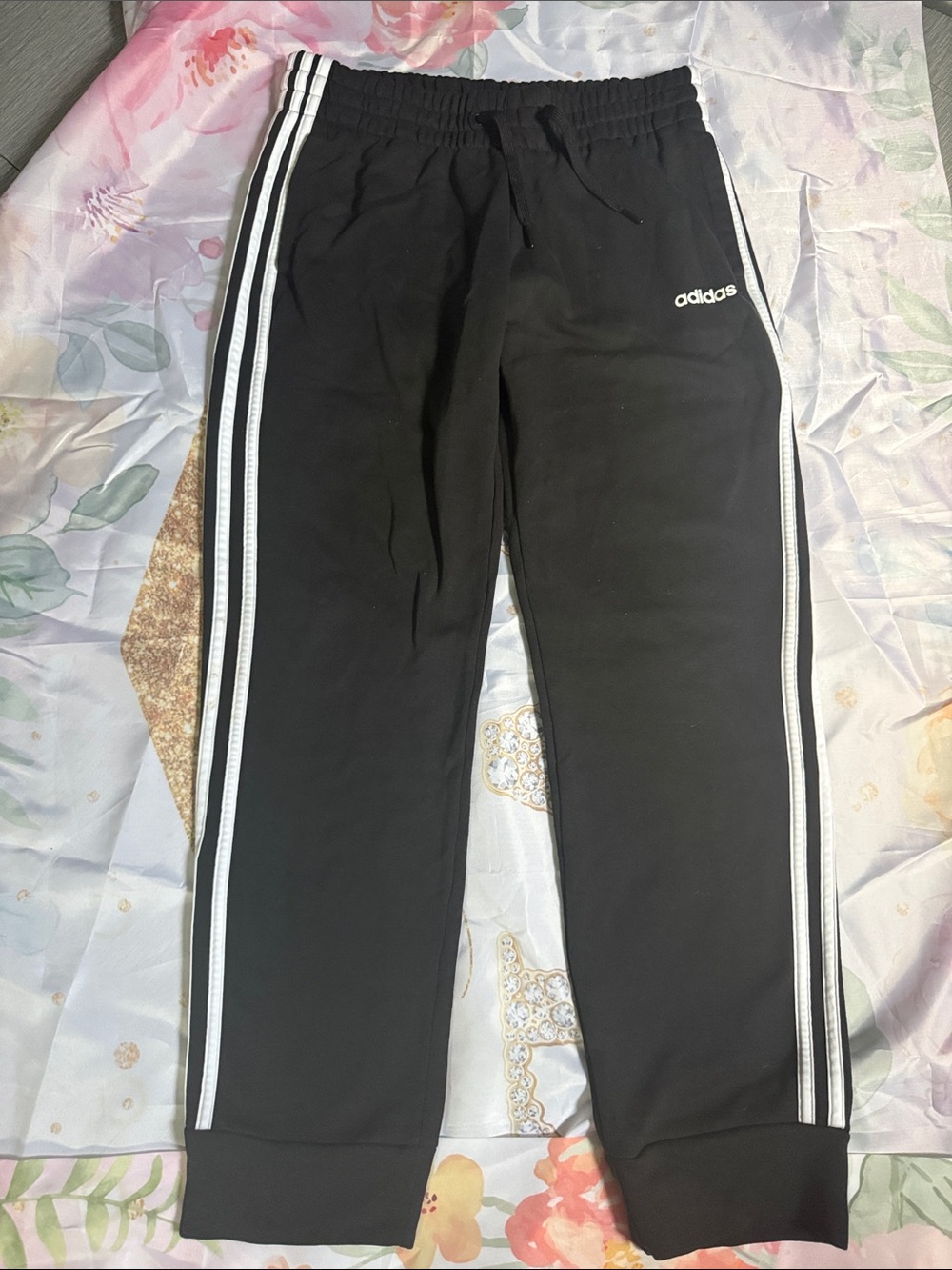 adidas Black Joggers with White Triple Stripes